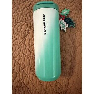 Starbucks Christmas Gradient Green Holly Stainless Steel Insulated Tumbler 12oz
